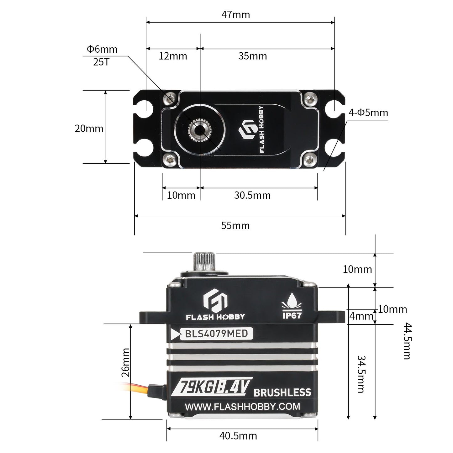 سروو میکرو Flashhobby FH-BLS4079MED با قدرت ۷۹ کیلوگرم و ولتاژ ۸.۴ ولت