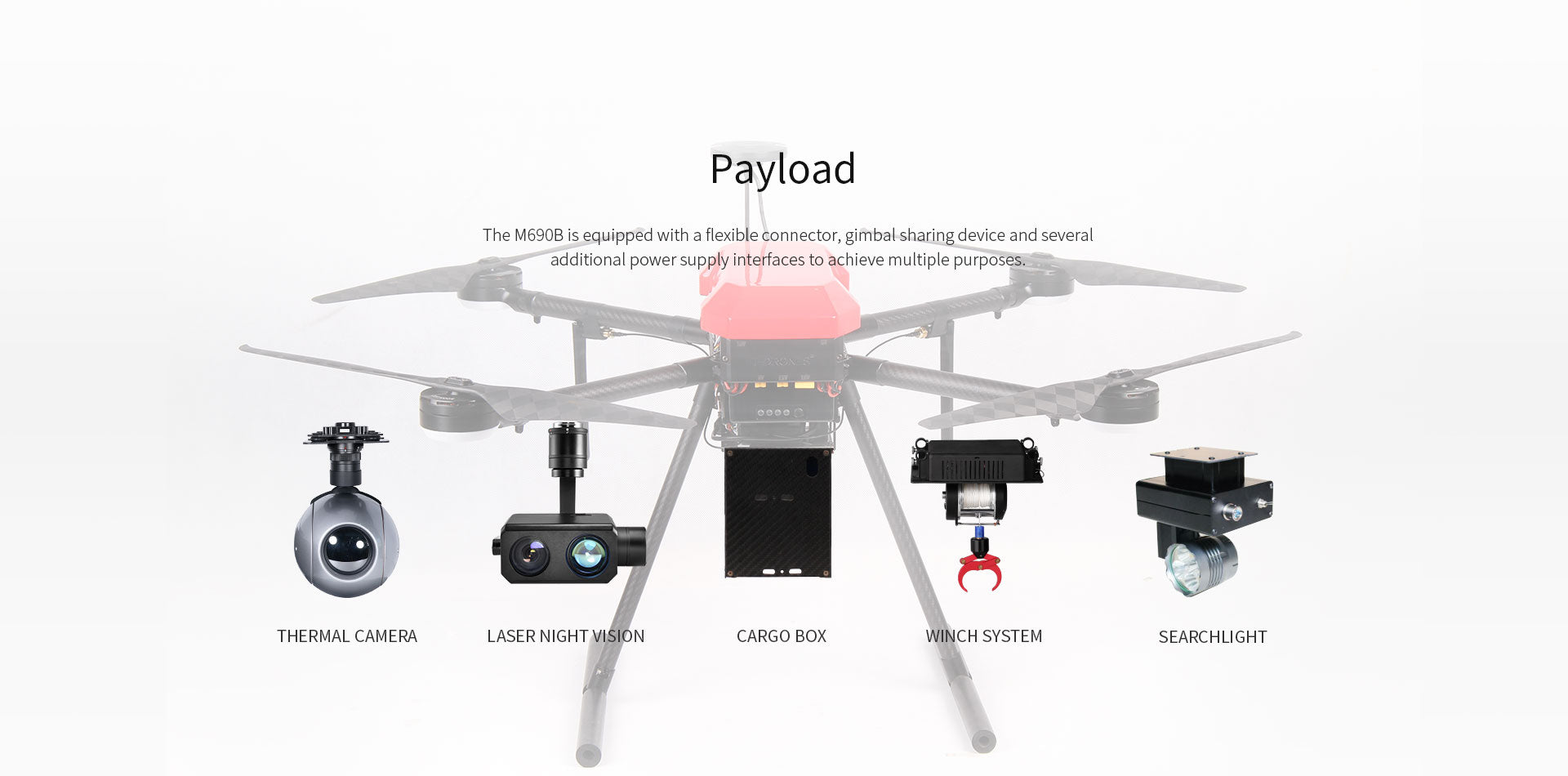 T-Motor T-Drone, The M690B drone has a 2kg payload capacity, 1 hour endurance, and compact design, suitable for various applications.