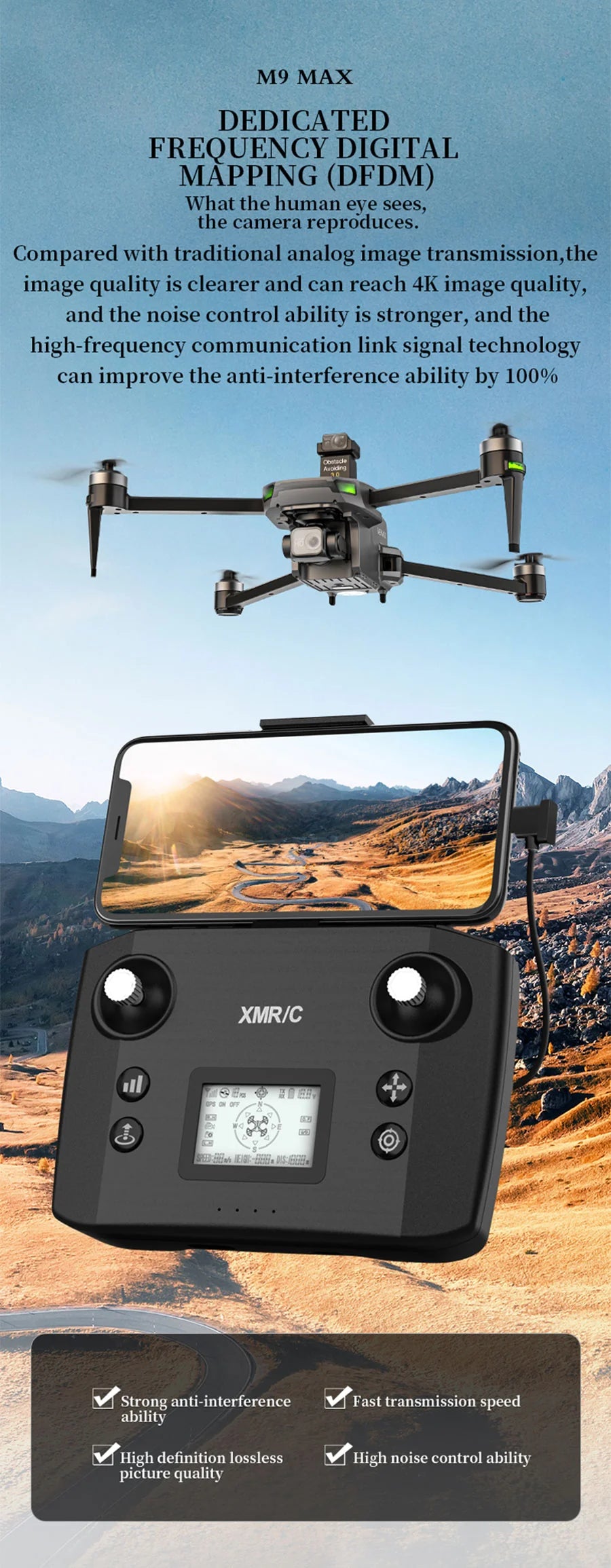 XMR/C M9 MAX Drone, M9 MAX DEDICATED FREQUENCY DIGITAL MAPPING