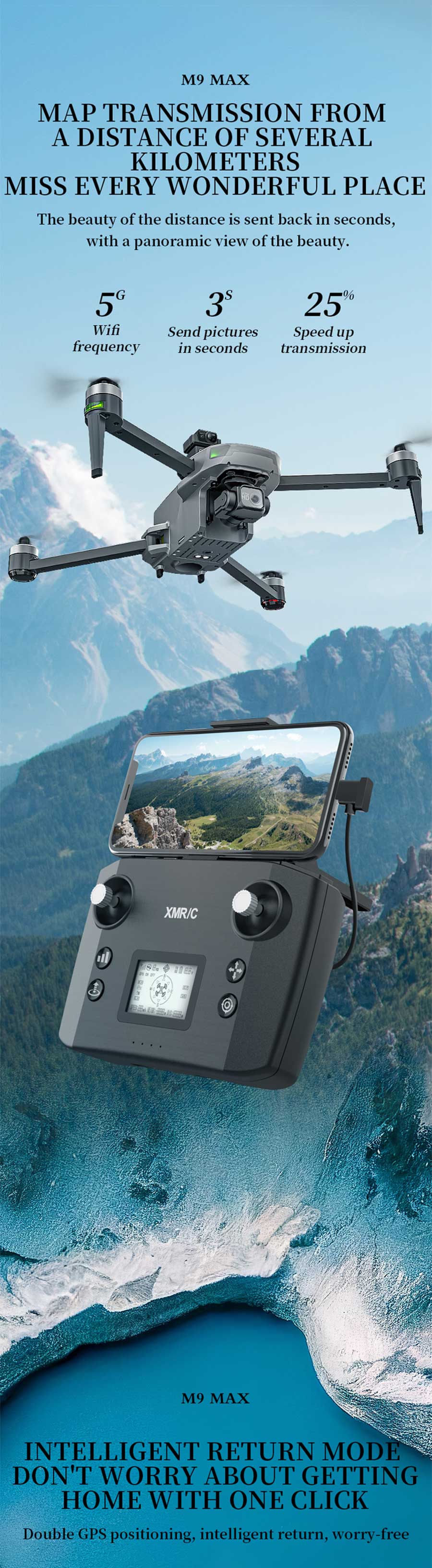 XMR/C M9 MAX Drone, M9 MAX MAP TRANSMISSION FROM A DISTANCE OF SEVERAL