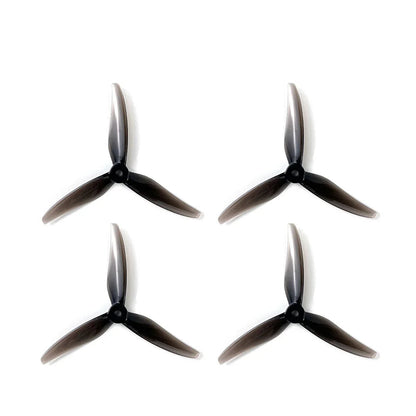 Set of four black 3-blade FPV drone propellers, matching tri-blade design