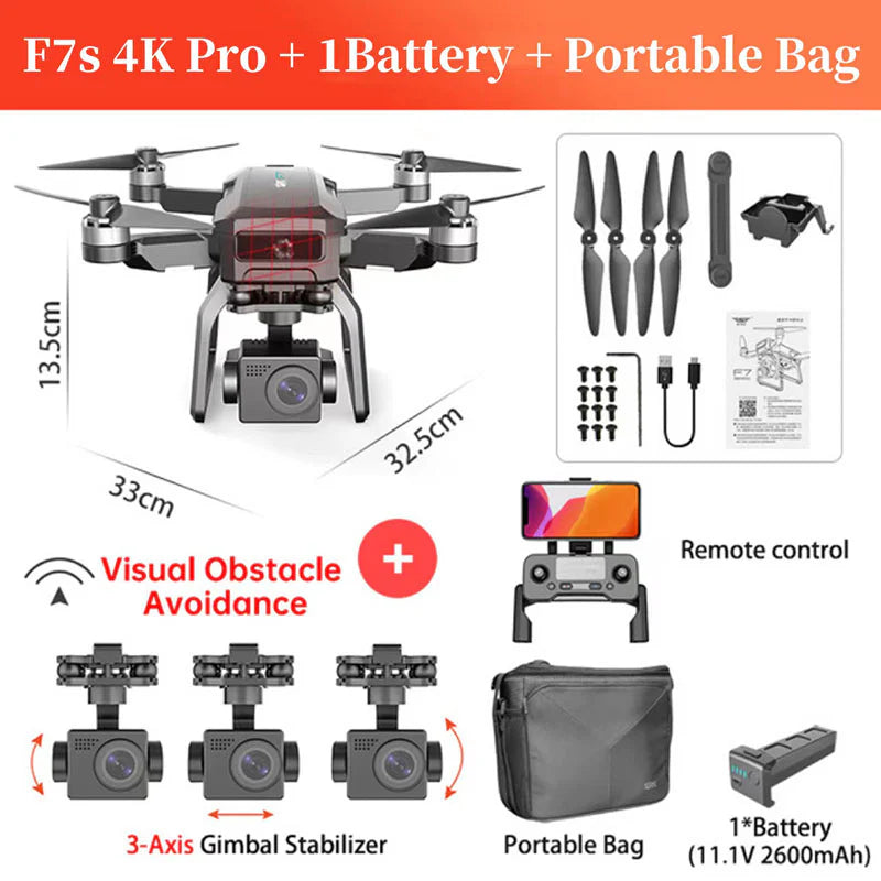 SJRC F7 PRO / F7S Pro Drone, F7s 4K Pro + IBattery + Portable Bag
