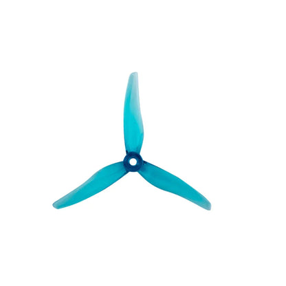 DarwinFPV 51466 V2 5 inch 3-blade propeller in teal, top view on white background