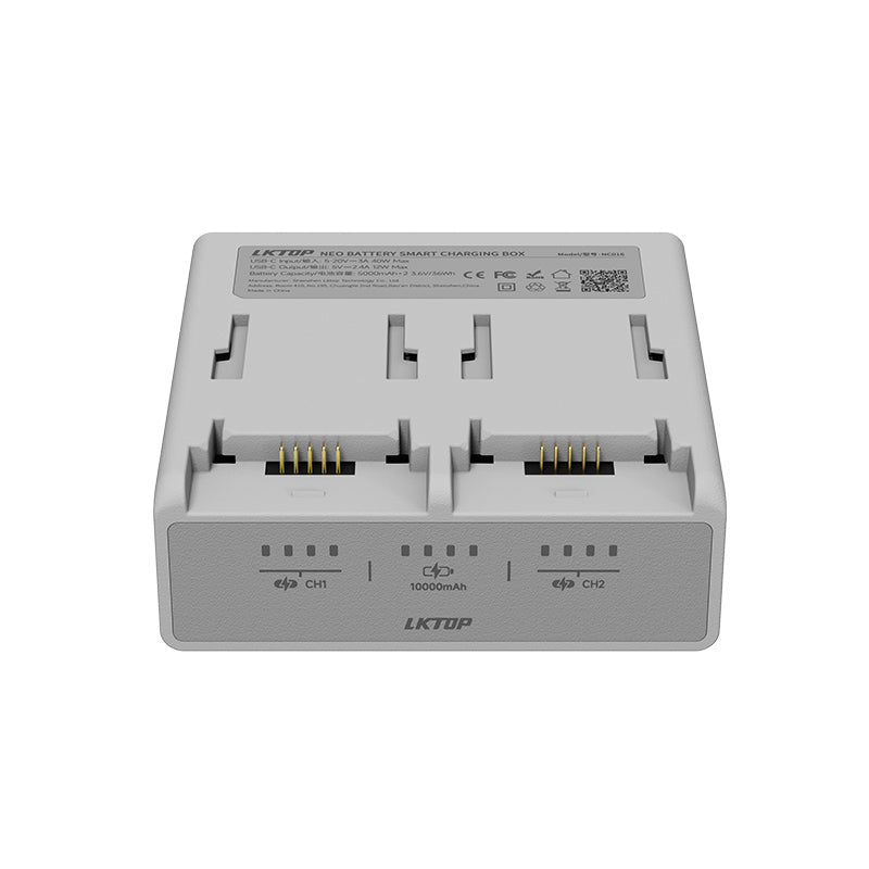 LKTOP Neo Smart Battery Charging Case 10000mAh for DJI Neo Batteries, 40W USB-C Input, App Control, 3-Slot Portable