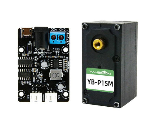 Yahboom YB-SD15M 15kg serial bus smart servo with driver debugging board, front view