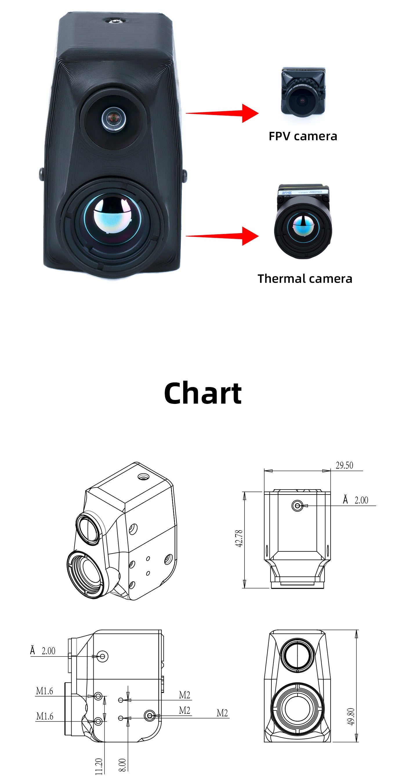 Axisflying Dual Camera, The thermal camera offers exceptional imaging for night-time and low-visibility operations in three pixel resolutions: 256, 384, and 640.