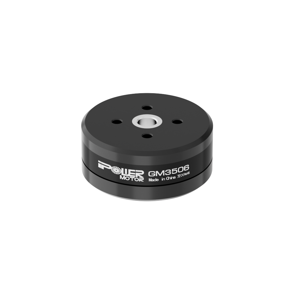 iFlight GM3506 Brushless Gimbal Motor, GM3506 brushless gimbal motor in black round housing with central shaft opening and four mounting holes