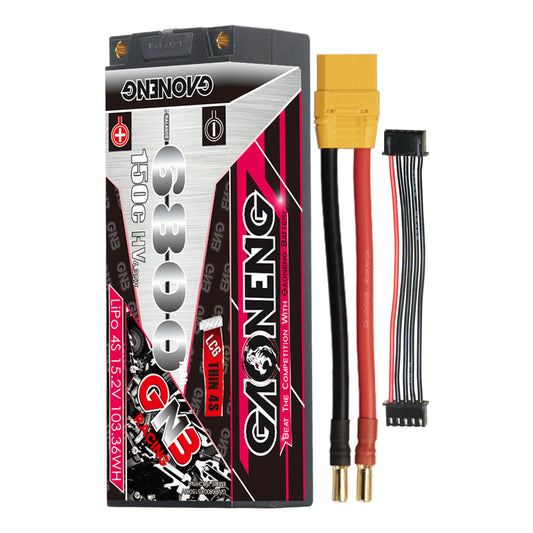 GAONENG GNB 6800mAh 4S LiHV hard case LiPo battery with XT90-style lead and balance cable