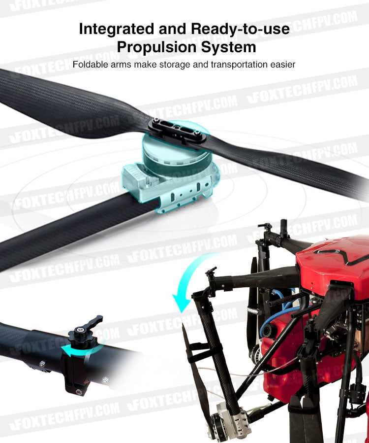 Foxtech Thor 210 Hybrid Hexacopter, The ready-to-use propulsion system features foldable arms for easy storage and transportation, along with an integrated design for added convenience.