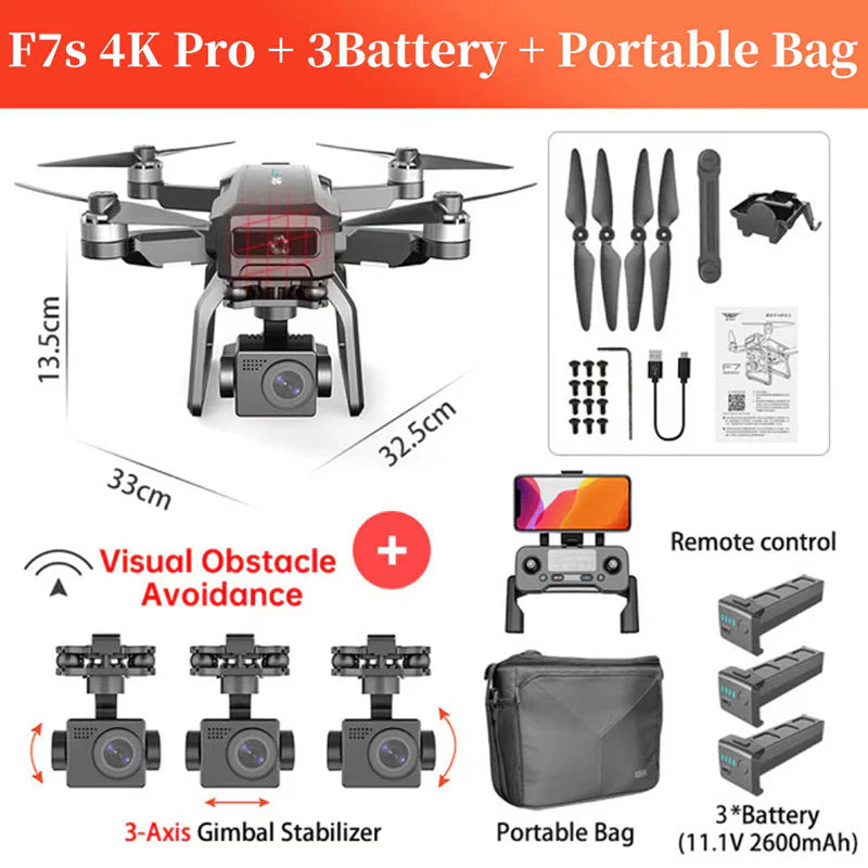 SJRC F7 PRO / F7S Pro Drone, F7s 4K Pro + 3Battery + Portable 1