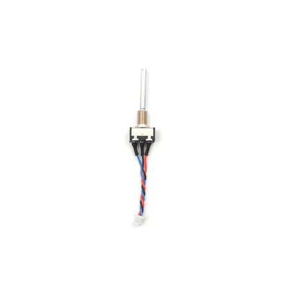 Front view of long-handle spring-return toggle switch showing threaded bushing and 3-wire lead with plug
