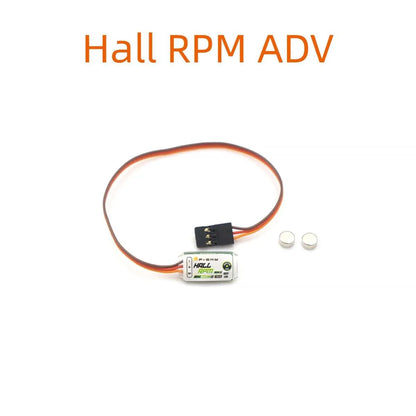 Hall RPM ADV sensor kit shown with cable, 3-pin connector, and two magnets (graphic with title text)