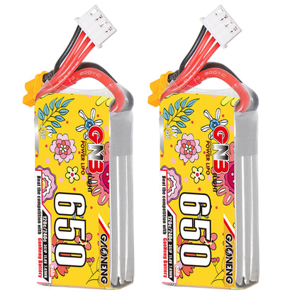 GAONENG GNB6503S 3S 11.4V 650mAh 120C LiHV battery with XT30 lead and balance plug, pair