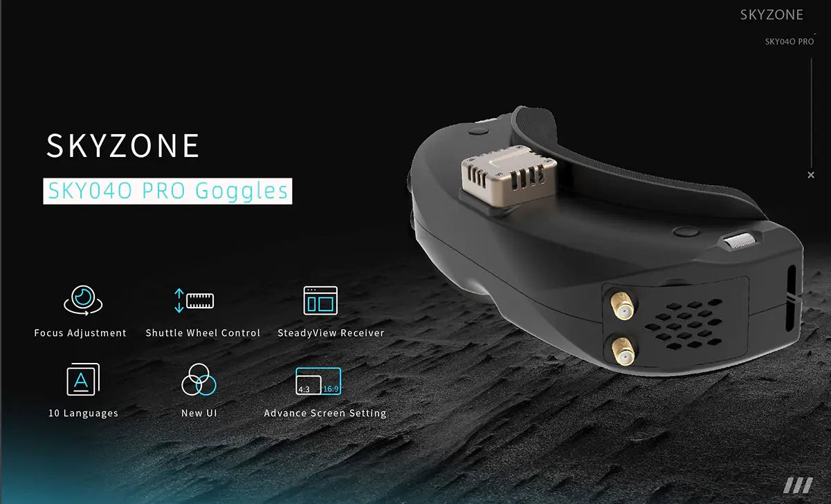 SKYZONE SKY04O PRO FPV Goggle, FPV goggles with OLED display, receiver, and Steadyview tech for a seamless flight.