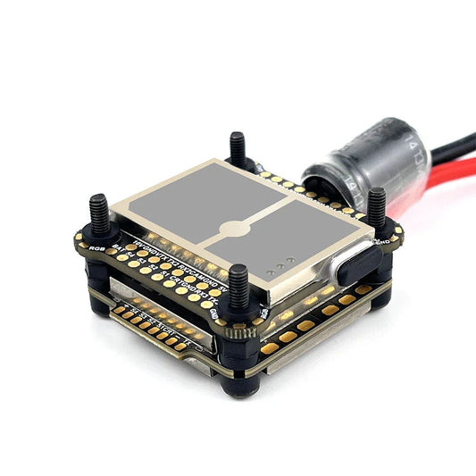 DarwinFPV Cement waterproof F4/F7 stack with 100A ESC, 30.5x30.5mm mount, assembled view