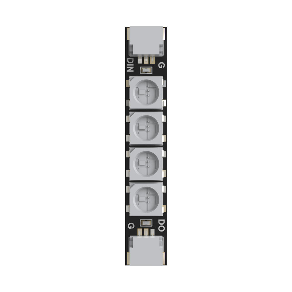 SpeedyBee Programmable 2812 Arm Light, SpeedyBee 2812 programmable arm light LED strip PCB with four LEDs and DIN/DO/G pads at both ends