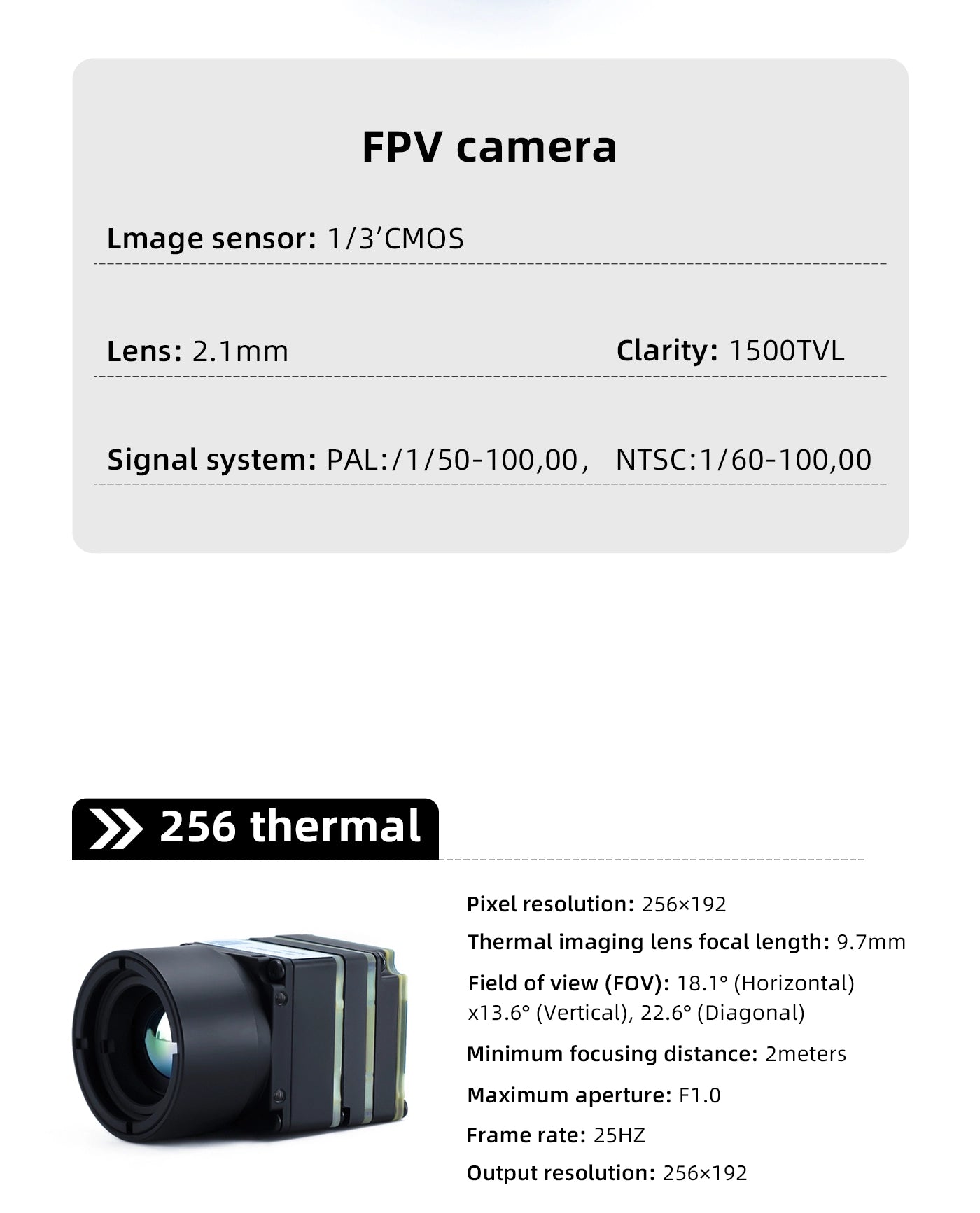 Axisflying Dual Camera, A dual camera thermal imaging FPV camera suitable for day and night use.