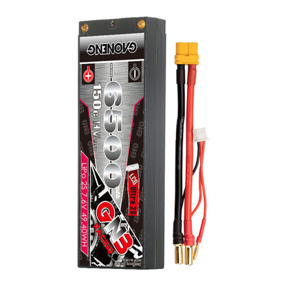 GAONENG GNB 2S 7.6V 6500mAh 150C LiHV hard case LiPo battery with balance lead and yellow plug