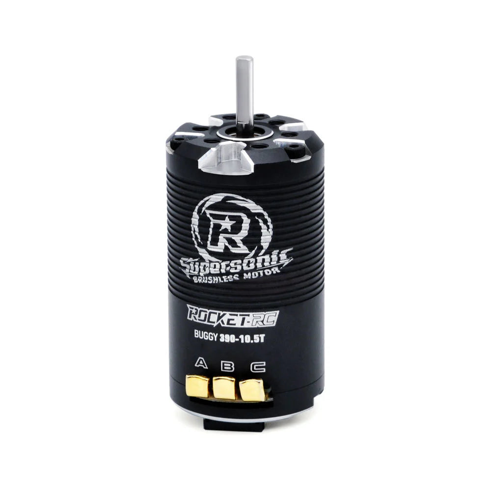 Rocket-RC Supersonic 390 sensored brushless motor main front view with output shaft