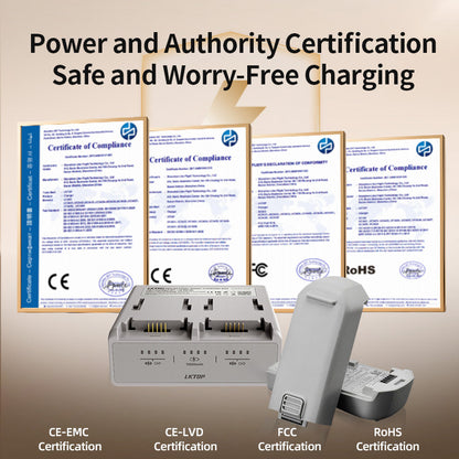 LKTOP Neo charger: 10,000mAh, 40W USB-C, app-controlled, 3 slots, certified safe for DJI Neo batteries.