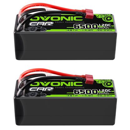 OVONIC 4S 14.8V 6500mAh 120C hardcase LiPo battery 2-pack with Deans connectors