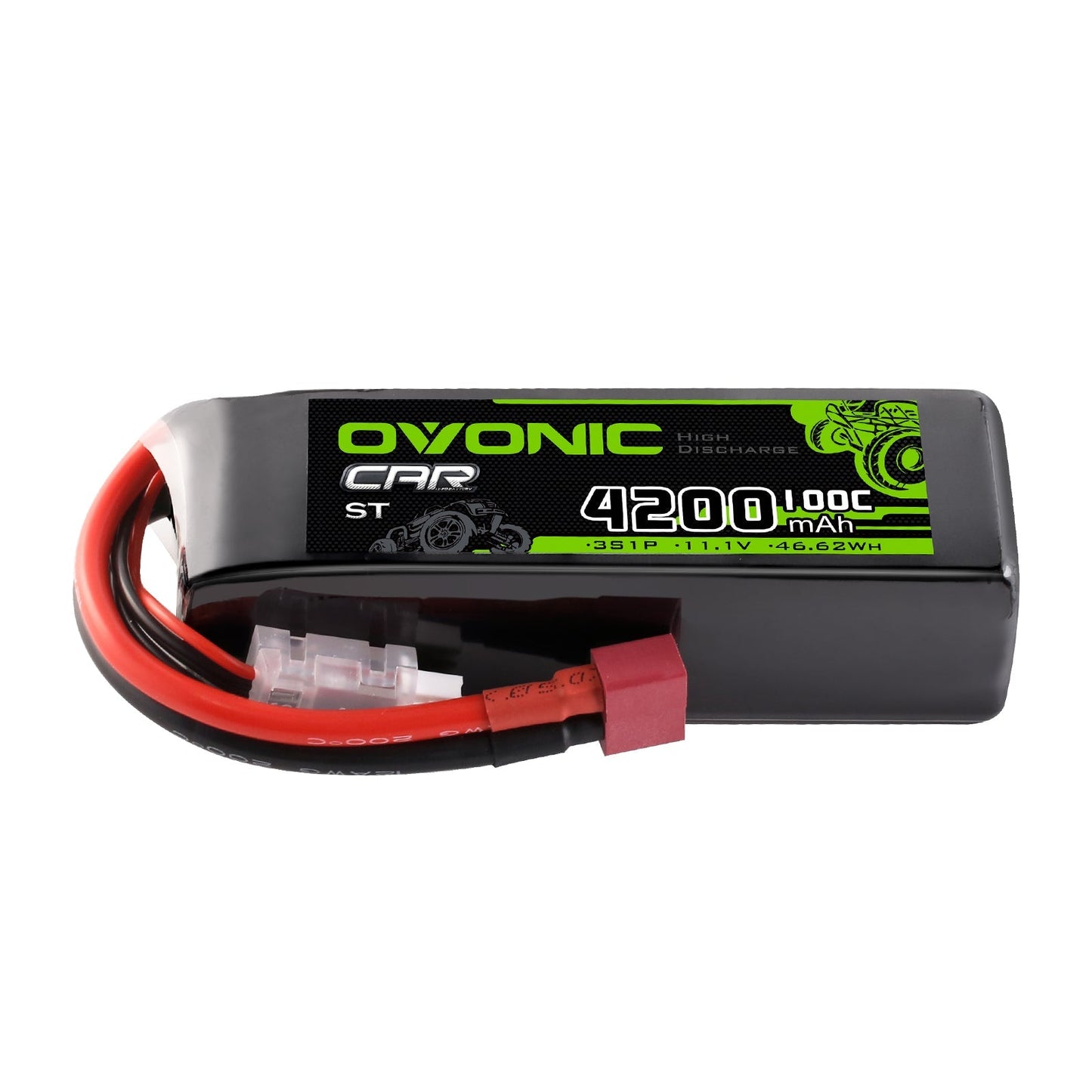 Ovonic 3S 4200mAh 100C 11.1V shorty hardcase LiPo battery pack with Deans T plug and balance lead