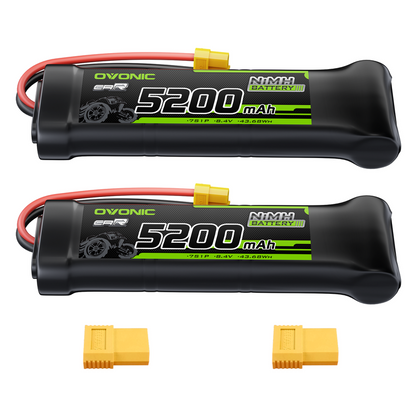 OVONIC 8.4V 5200mAh NiMH Battery Pack 7-Cell Flat with XT60 & TRX Plug for RC Vehicles