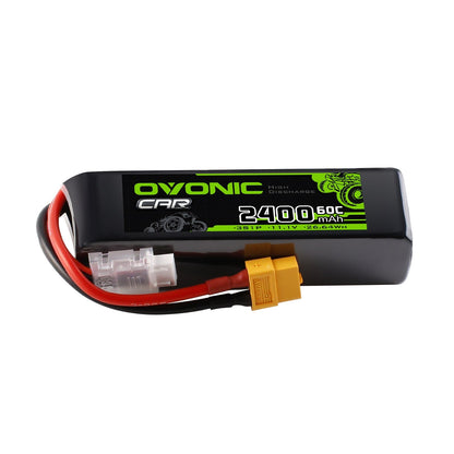 Ovonic 2400mAh 3S 11.1V 60C LiPo battery label with XT60 connector and JST-XH balance lead