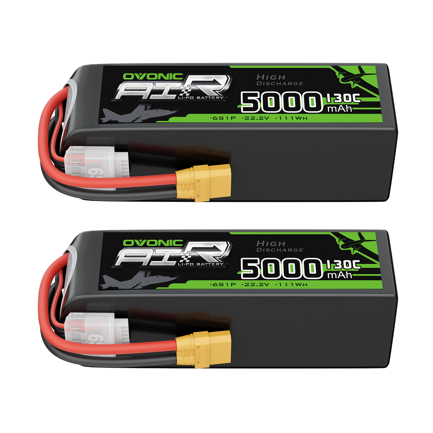 Ovonic 2x 5000mAh 6S 22.2V 130C LiPo Battery Pack XT90, JST-XHR-7P for 1/8 1/10 RC Models