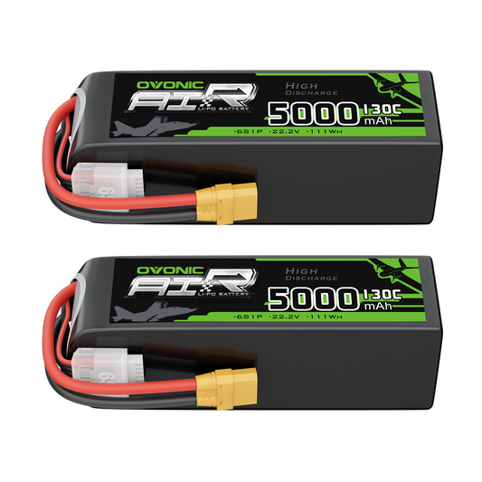 Ovonic 2x 5000mAh 6S 22.2V 130C LiPo Accupack XT90, JST-XHR-7P voor 1/8 1/10 RC Modellen