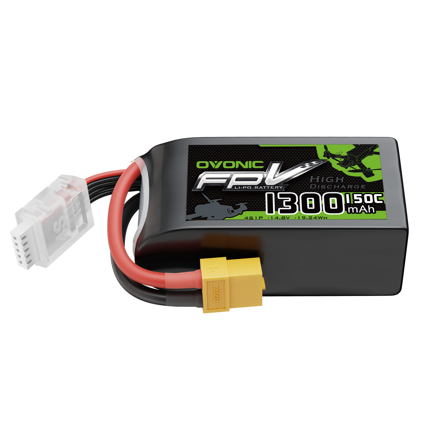 Ovonic 4S 1300mAh 150C LiPo Battery pack with XT60 plug and JST-XHR balance connector