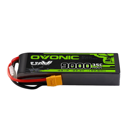 OVONIC 6S 9000mAh 22.2V 35C LiPo Battery with XT90 plug and JST-XH balance lead