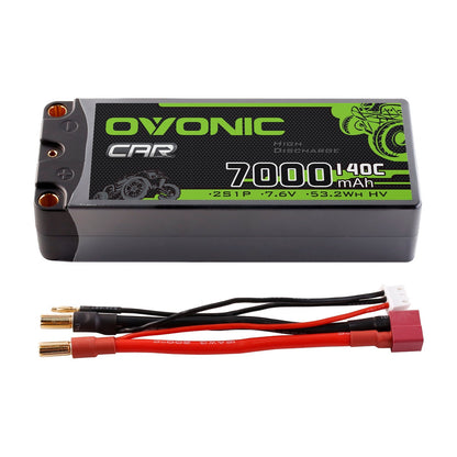 Ovonic 2S 7000mAh 7.6V 140C hardcase LiHV battery with Deans T plug and JST-XH balance lead