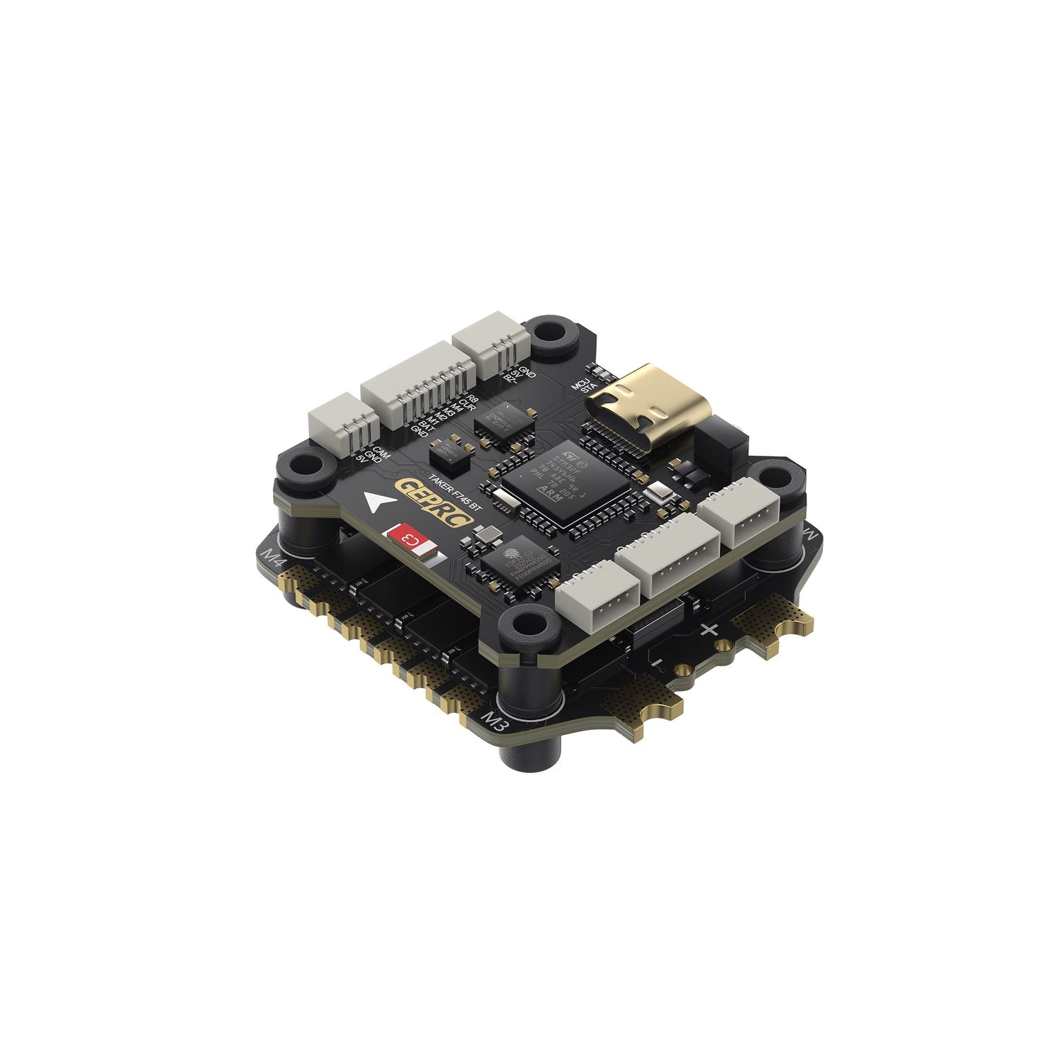 GEPRC TAKER F745 BT 60A Flight Controller Stack – Dual Gyros, 512MB Blackbox, Bluetooth, 8-Motor Output