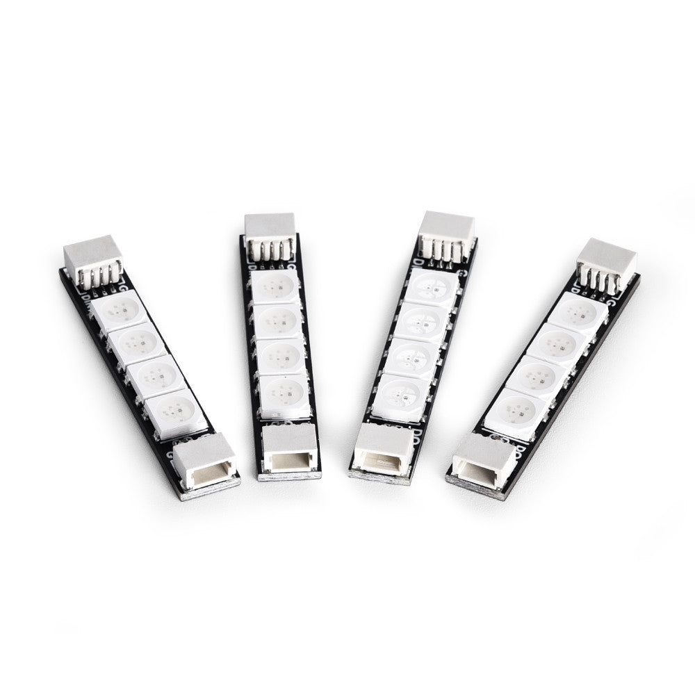Set of four SpeedyBee programmable 2812 arm light boards with four addressable LED modules and connectors
