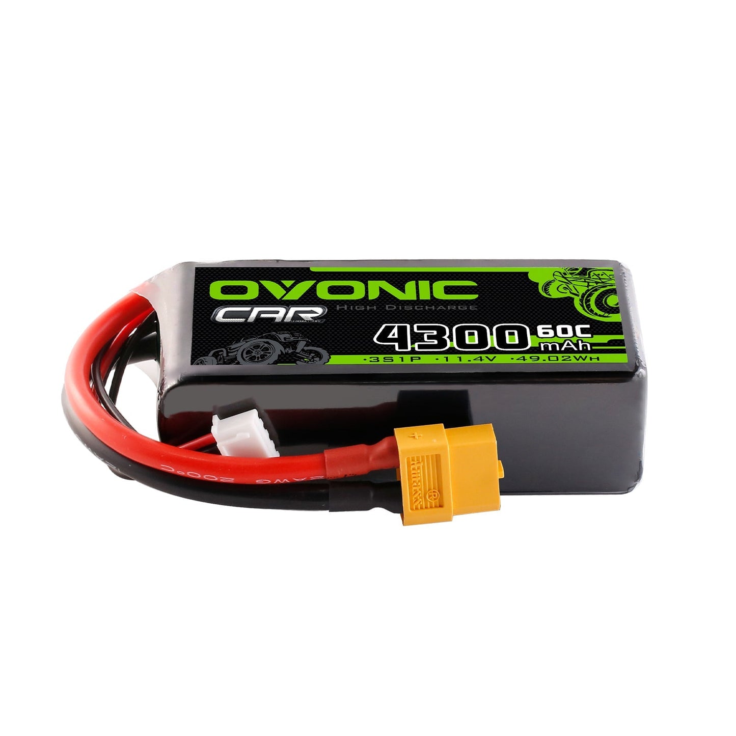OVONIC 3S 4300mAh 11.4V LiHV 60C softcase battery with XT60 plug and balance lead