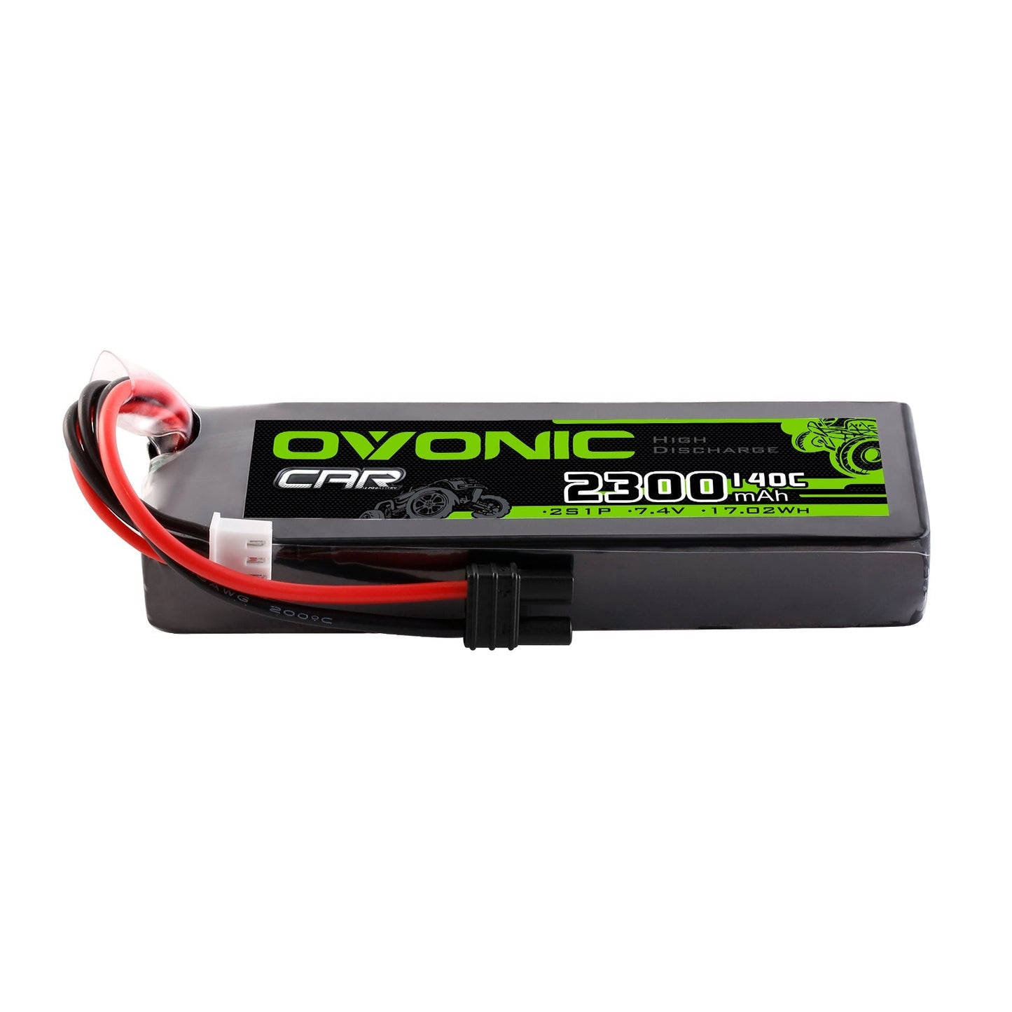 Ovonic 2S 2300mAh 140C 7.4V softcase LiPo battery with balance lead and main plug