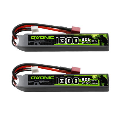 2 x OVONIC 1300mAh 3S 80C LiPo Batteries with Dean(T) Plug