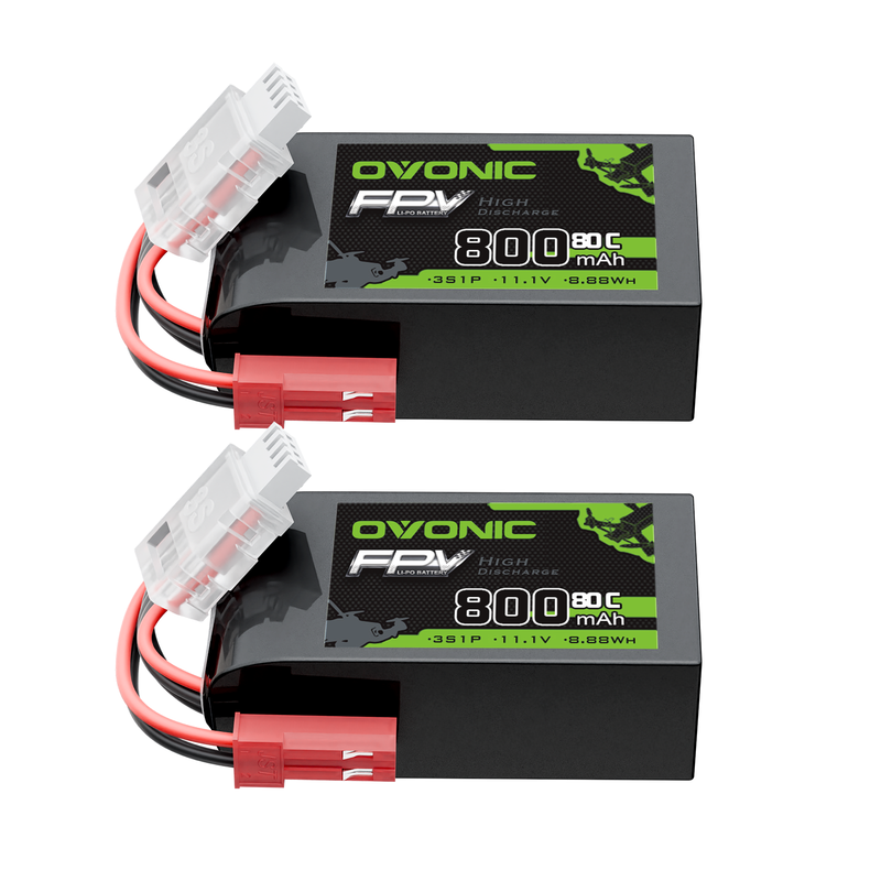 OVONIC 11.1V 80C 800mAh 3S LiPo Battery with JST Plug