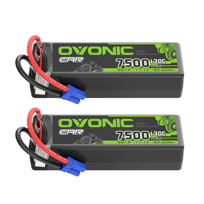 OVONIC 3S 7500mAh 11.1V hardcase LiPo battery 2-pack with EC5 connector and balance lead