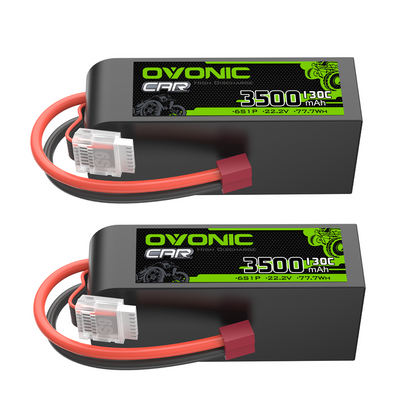OVONIC 130C 3500mAh 22.2V 6S LiPo Battery 2-pack with Deans T plug and balance lead