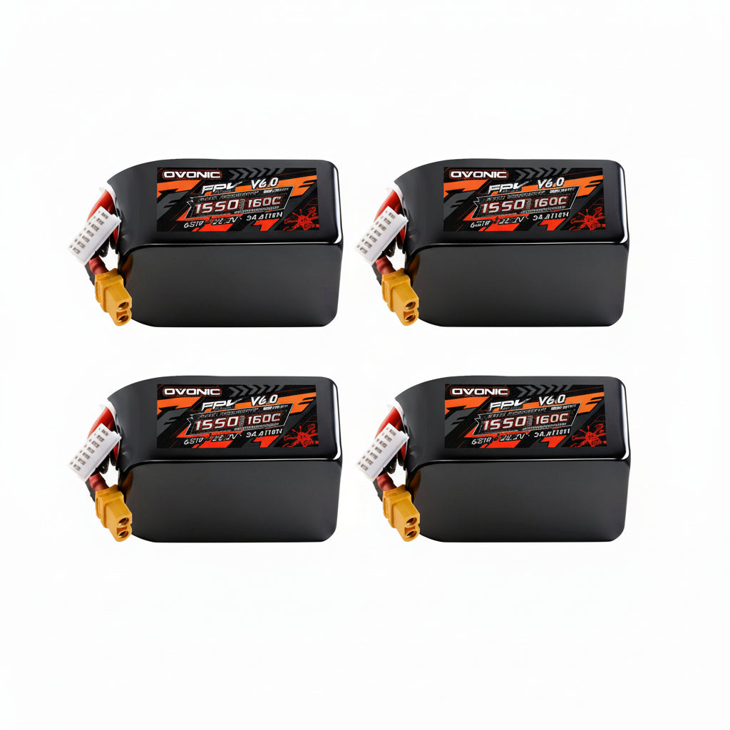 Ovonic FPV V6.0 6S 1550mAh 22.2V LiPo battery pack set with XT60 connector (4 pack)