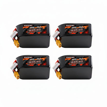 Ovonic FPV V6.0 6S 1550mAh 22.2V LiPo battery pack set with XT60 connector (4 pack)