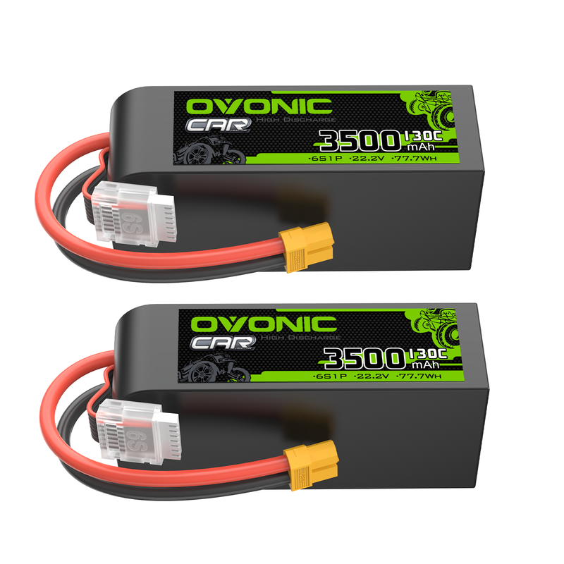 OVONIC 130C 3500mAh 22.2V 6S LiPo battery 2-pack with XT60 discharge plug and balance lead