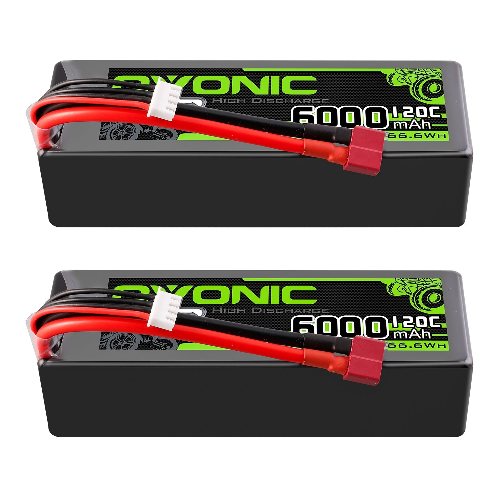 2× Ovonic 3S 6000mAh 11.1V 120C LiPo Battery pack set with Deans T plug and balance lead