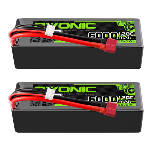 2× Ovonic 3S 6000mAh 11.1V 120C LiPo Battery pack set with Deans T plug and balance lead