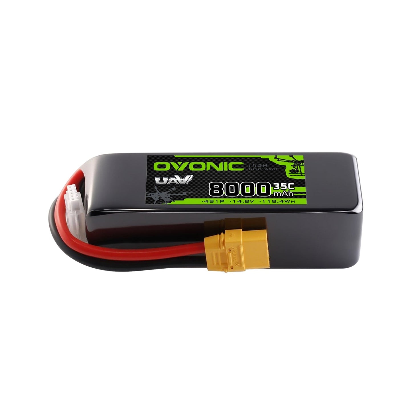 Ovonic 4S 8000mAh 35C 14.8V softcase LiPo battery pack with XT90 plug and balance lead