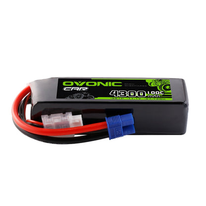 Ovonic 3S 4300mAh 100C 11.1V softcase LiPo battery with EC3 plug and JST-XHR balance lead