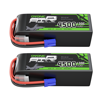 2 × OVONIC 6S Lipo Battery 22.2V 130C 4500mAh RC Lipo with EC5 Plug 