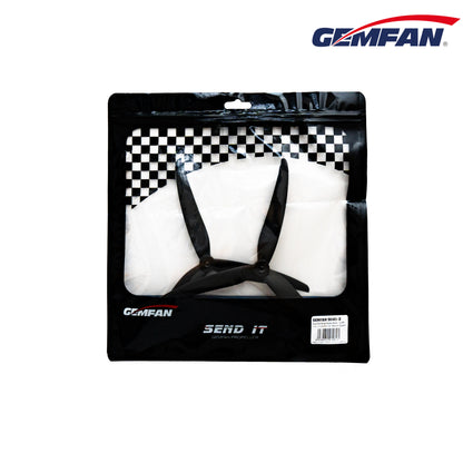 Gemfan 9045-3 9x4.5x3 three-blade drone propellers in retail bag, black reinforced carbon nylon set